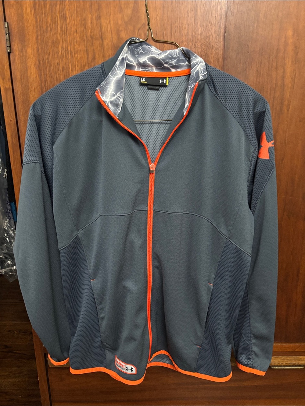 Under Armour Men's Charcoal Jacket with Orange Trim